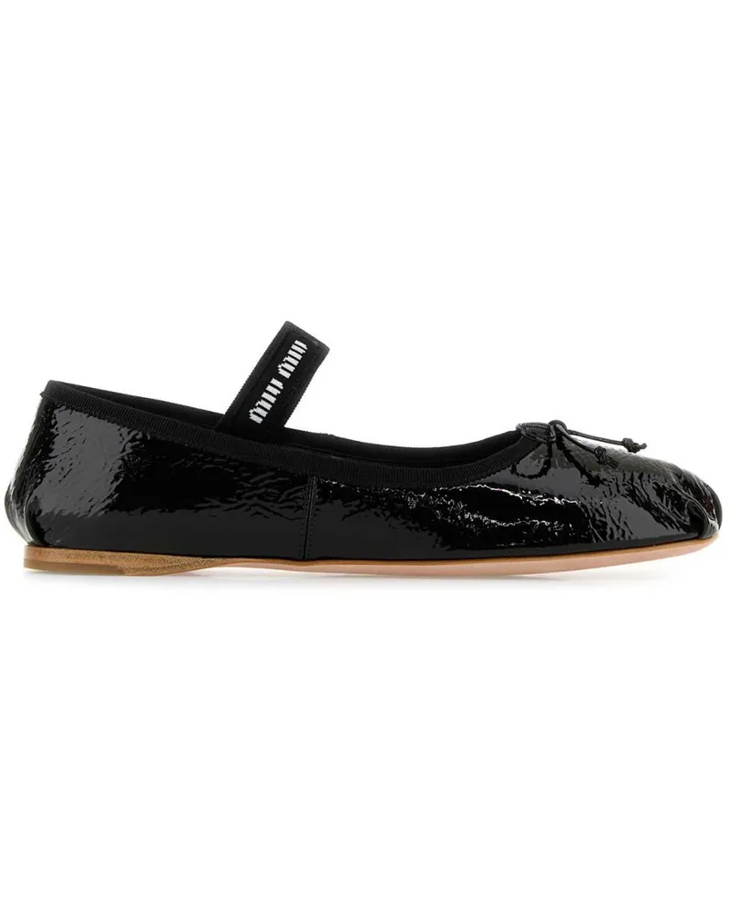 Miu Miu Ballerinas mit Logo-Riemen - Schwarz Schwarz