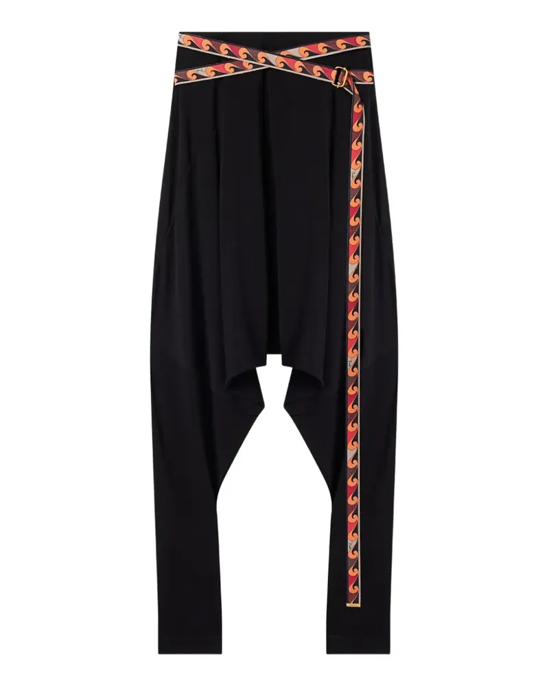 Emilio Pucci flowing pants with printed belt - Schwarz Schwarz