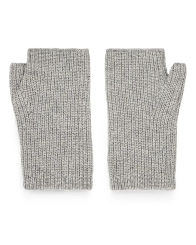 MOORER ribbed-knit fingerless gloves - Grau Grau