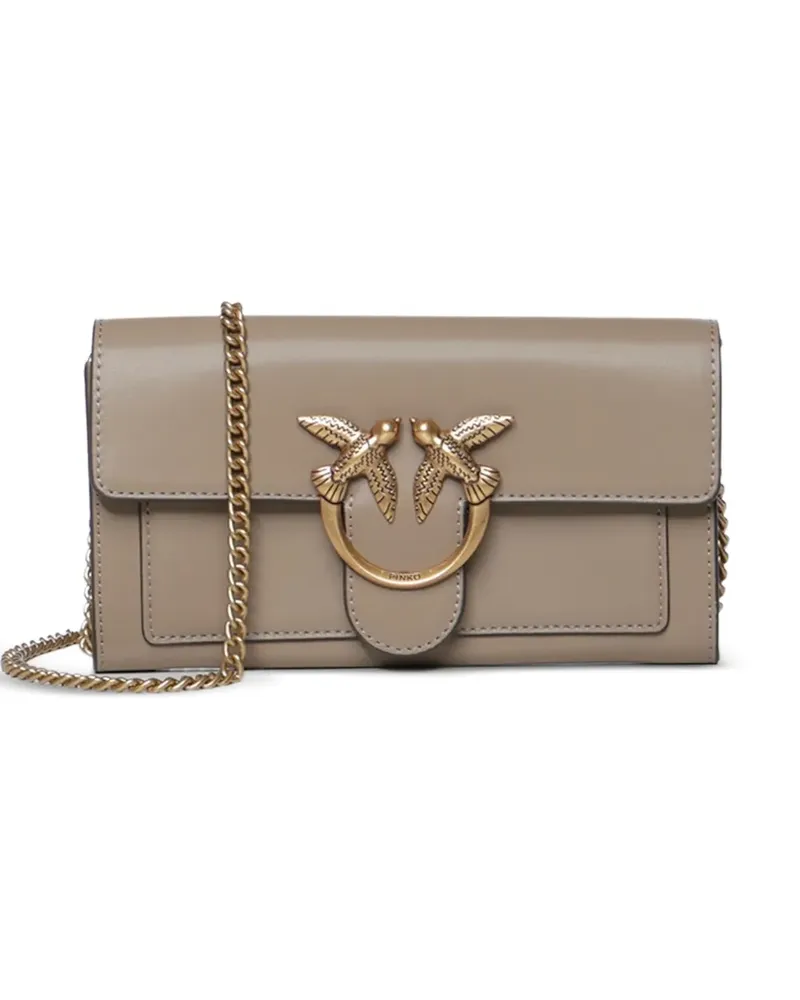 Pinko Love Schultertasche mit Kettenriemen - Grau Grau
