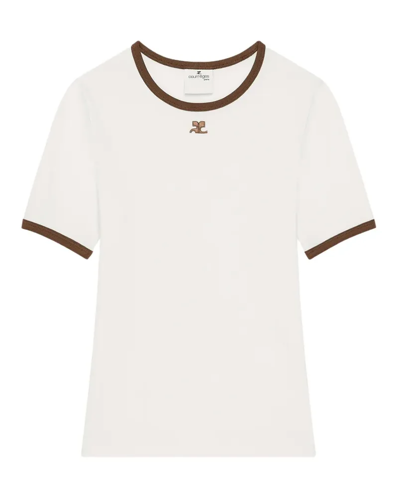 Courrèges Logo-T-Shirt mit Kontrastdetail - Weiß Weiß
