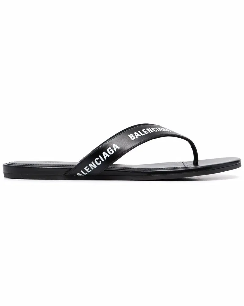 Balenciaga Flip-Flops mit Logo-Riemen - Schwarz Schwarz