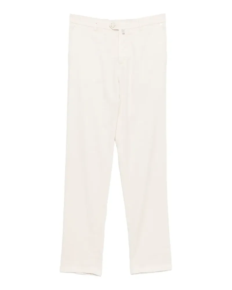 Kiton logo-patch button-fastening trousers - Nude Nude