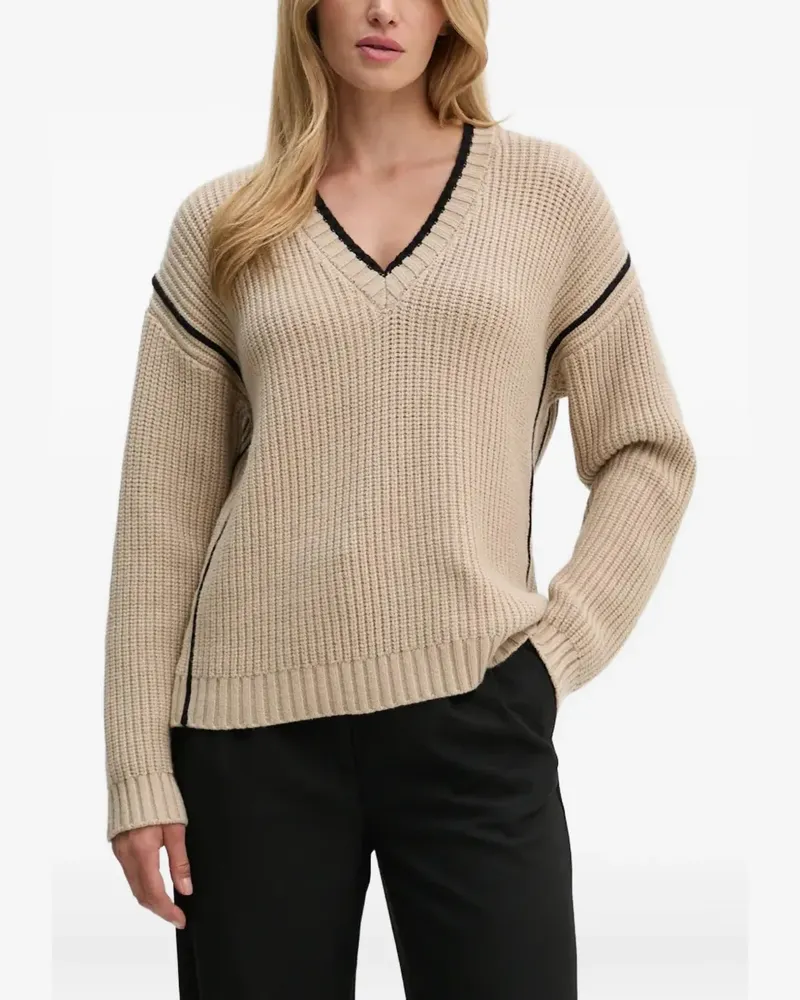 BRUUNS BAZAAR V-neck ribbed-knit sweater - Nude Nude