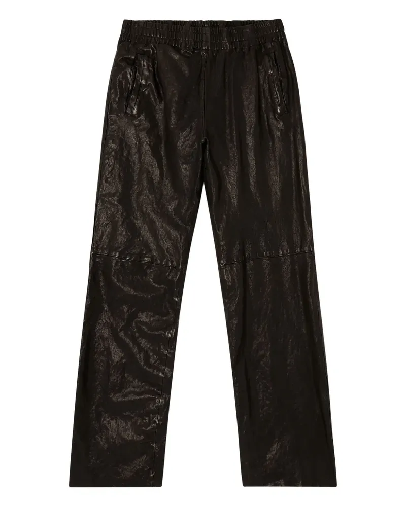 Diesel Lederhose mit Stretchbund - Schwarz Schwarz