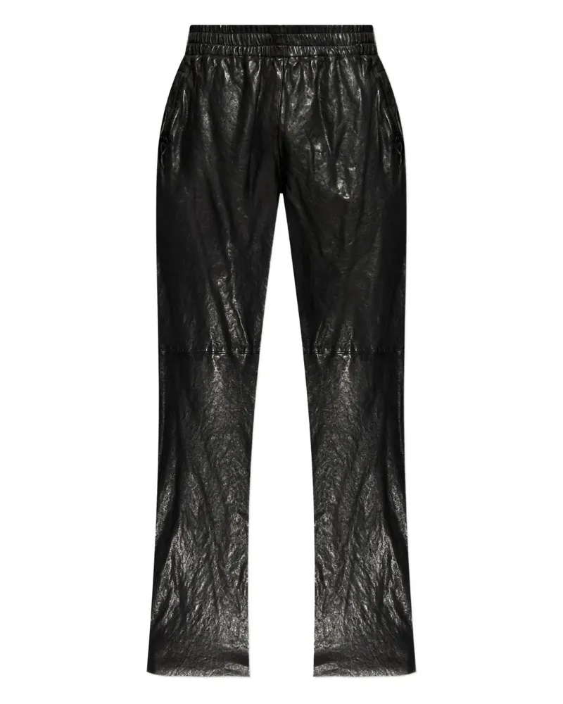 Diesel Lederhose mit Stretchbund - Schwarz Schwarz