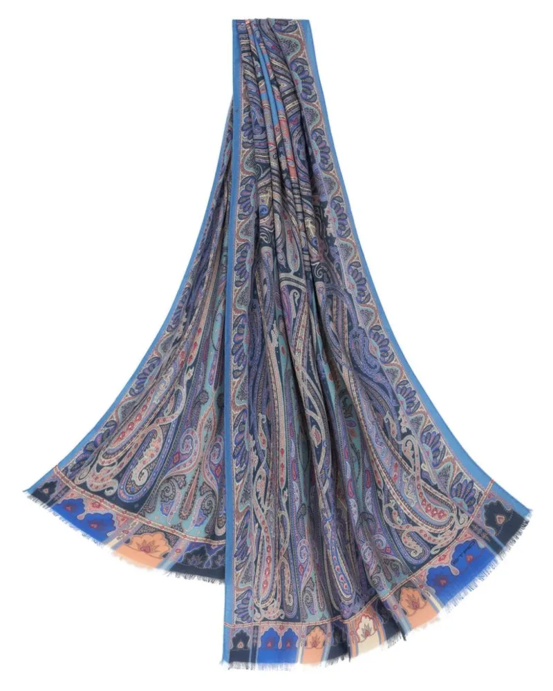Etro Schal mit Kaschmiranteil - Blau Blau