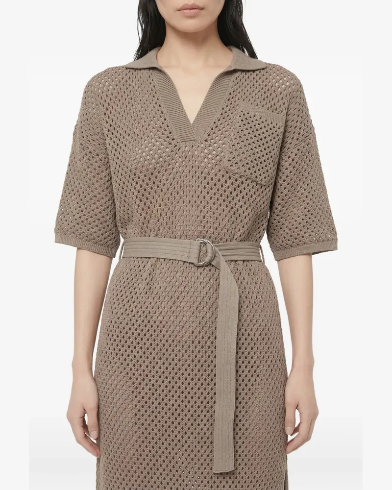 Brunello Cucinelli belted openwork-design midi dress - Braun Braun