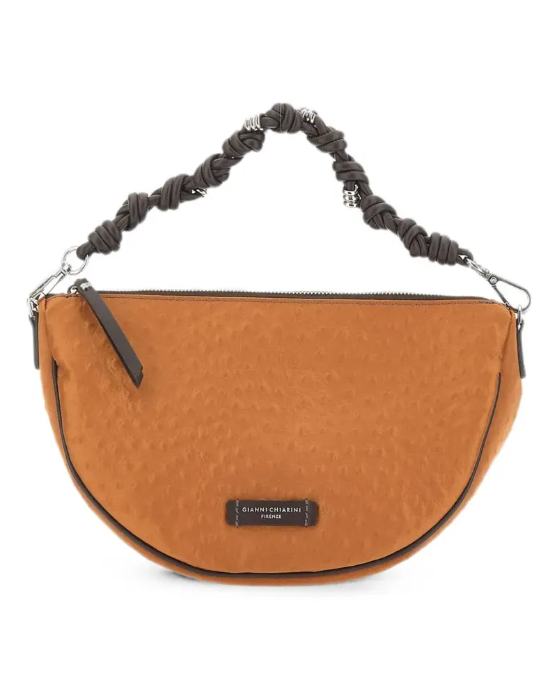 Gianni Chiarini small Cleo ostrich-effect shoulder bag - Orange Orange