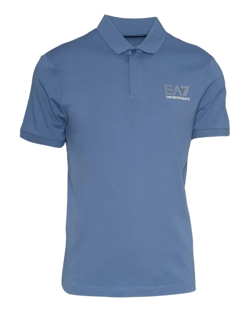 EA7 Poloshirt mit Logo-Print - Blau Blau