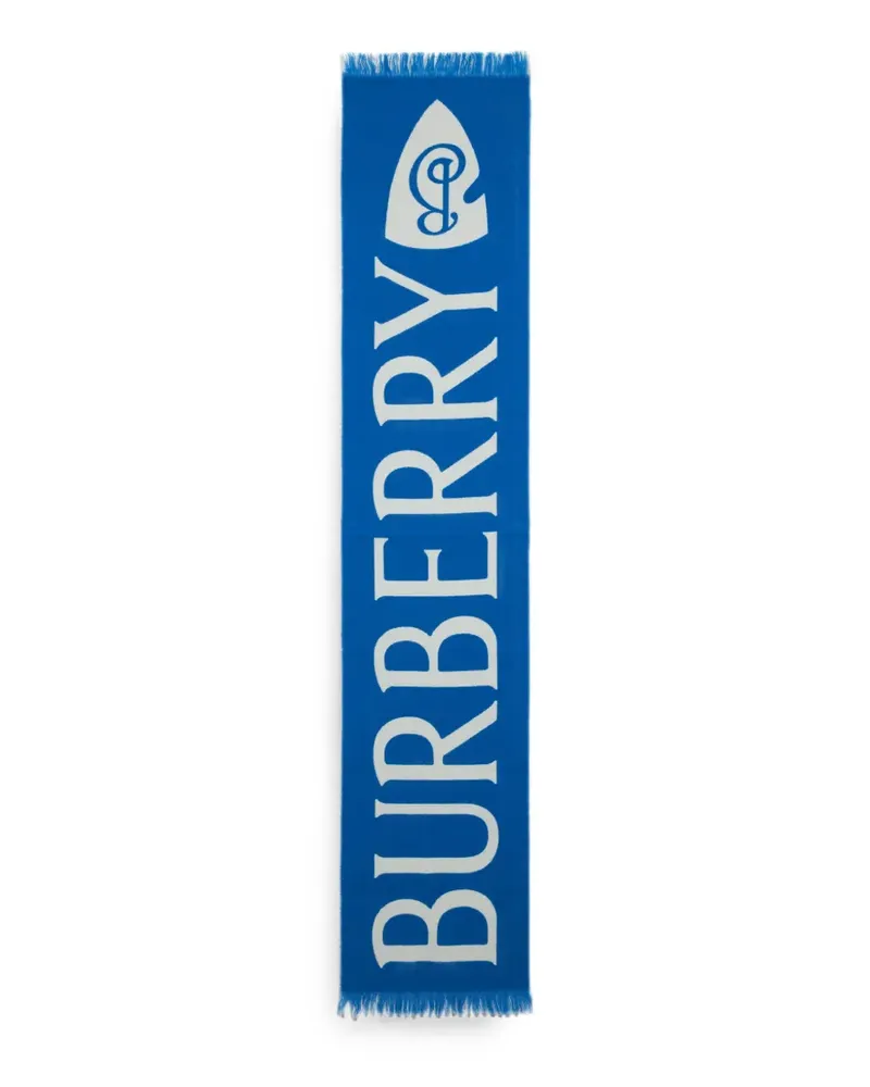 Burberry logo-intarsia fringed scarf - Blau Blau