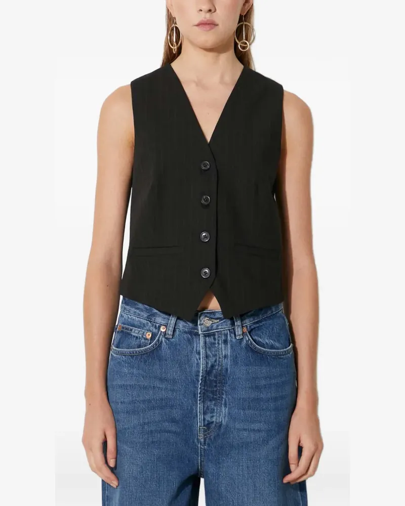 Samsøe & Samsøe Saramona button pinstripe top - Schwarz Schwarz