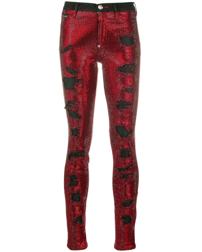 Philipp Plein Skinny-Jeans mit Kristallen - Rot Rot