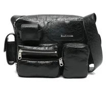 Strukturierte Superbusy Schultertasche - Schwarz