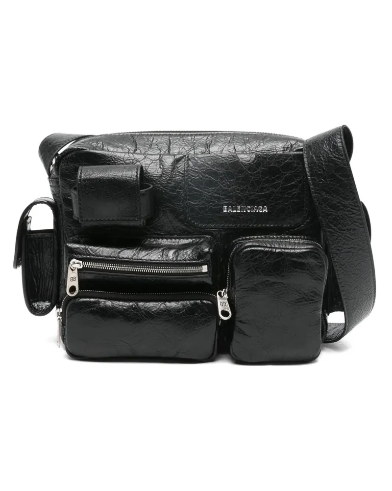 Balenciaga Strukturierte Superbusy Schultertasche - Schwarz Schwarz