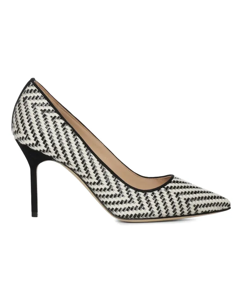 Manolo Blahnik Raffia-effect point-toe pumps - Weiß Weiß