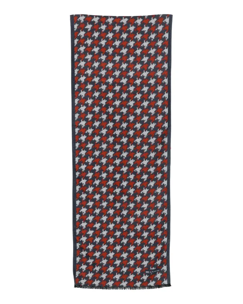 Kiton Schal mit Hahnentrittmuster - Blau Blau