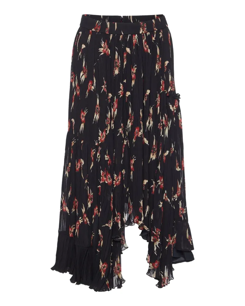 Isabel Marant Faltenrock mit Blumenprint - Schwarz Schwarz