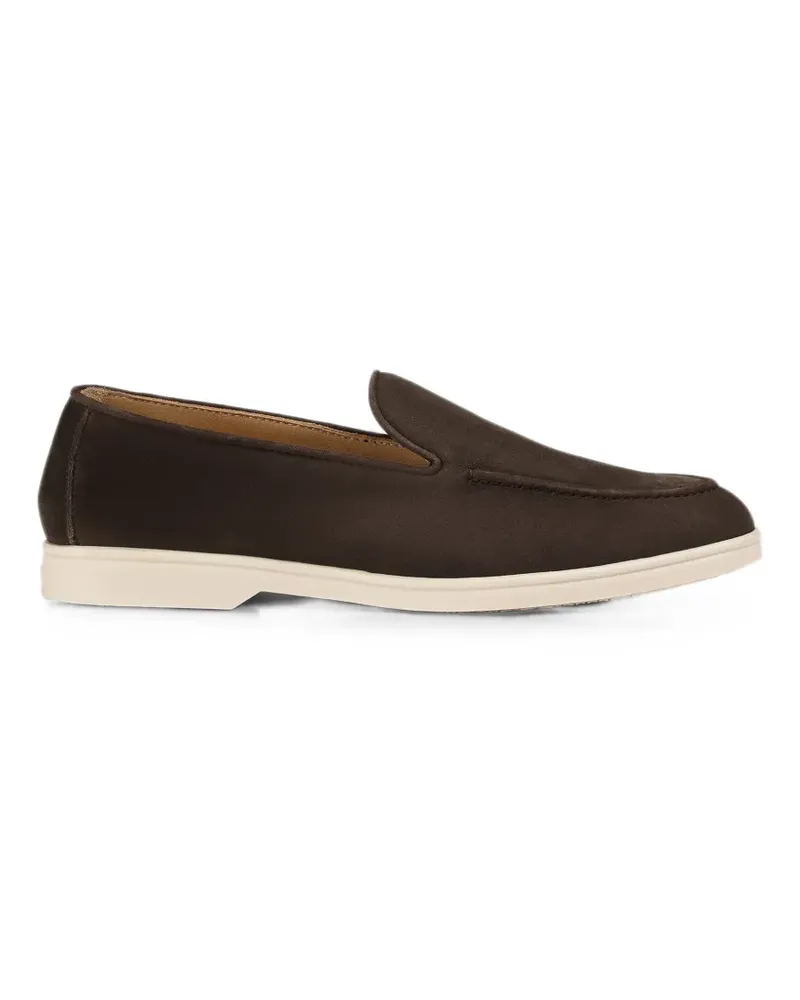 Doucal´s topstitched leather loafers - Braun Braun