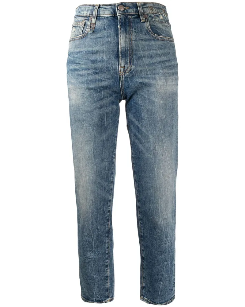R13 Cropped-Jeans mit hohem Bund - Blau Blau