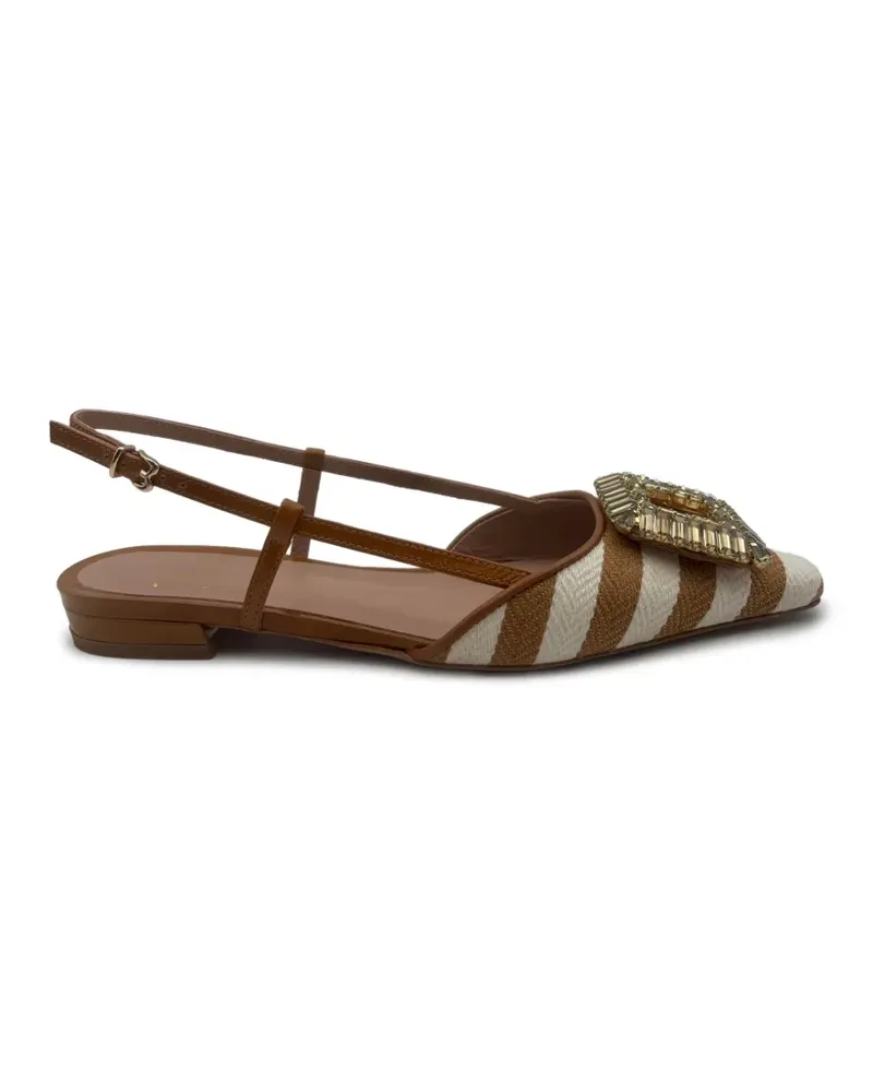 FESTA Milano Flache Mimma Pumps mit gestreifter Kappe - Nude Nude