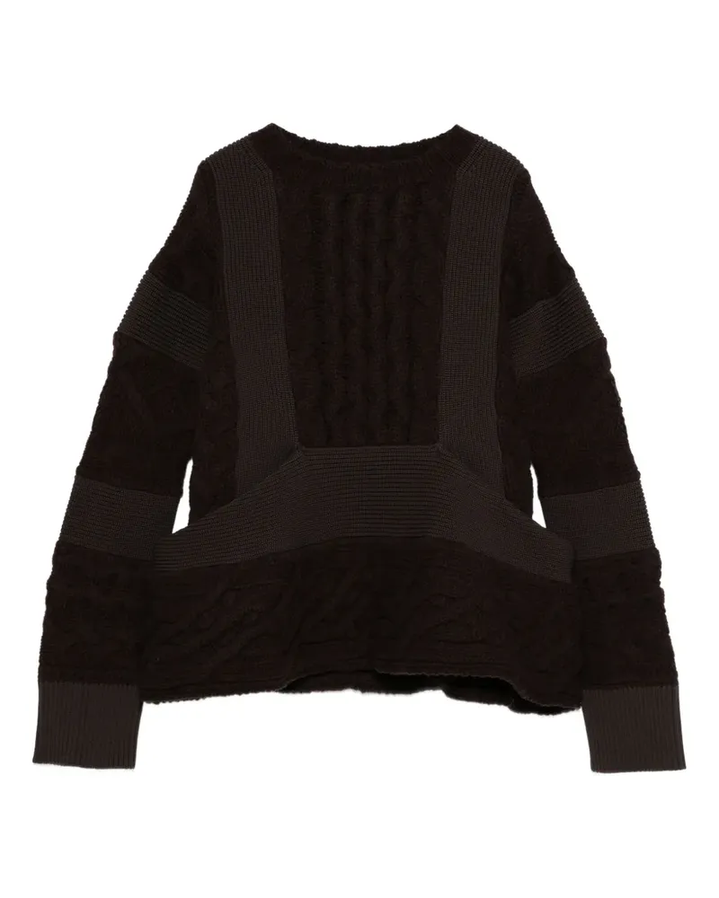 Sacai cable-knit panelled sweater - Braun Braun