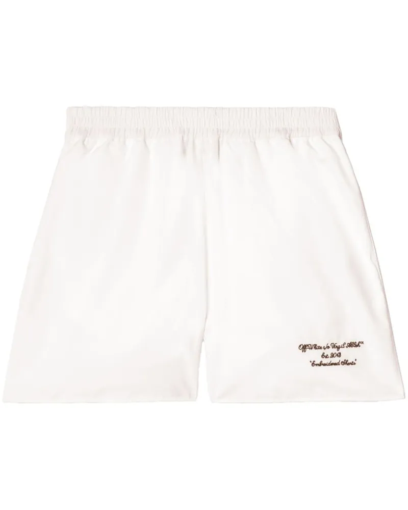 OFF-WHITE Bestickte Popeline-Shorts - Weiß Weiß