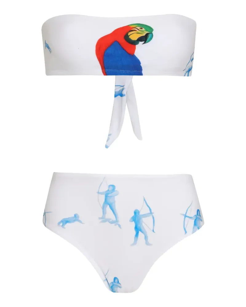 Amir Slama Bikini mit Print - Weiß Weiß