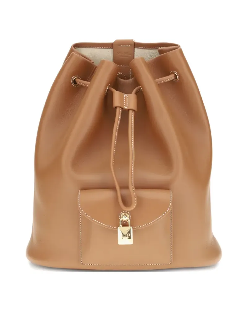 Loro Piana Rucksack aus Leder mit Kordelzug - Braun Braun