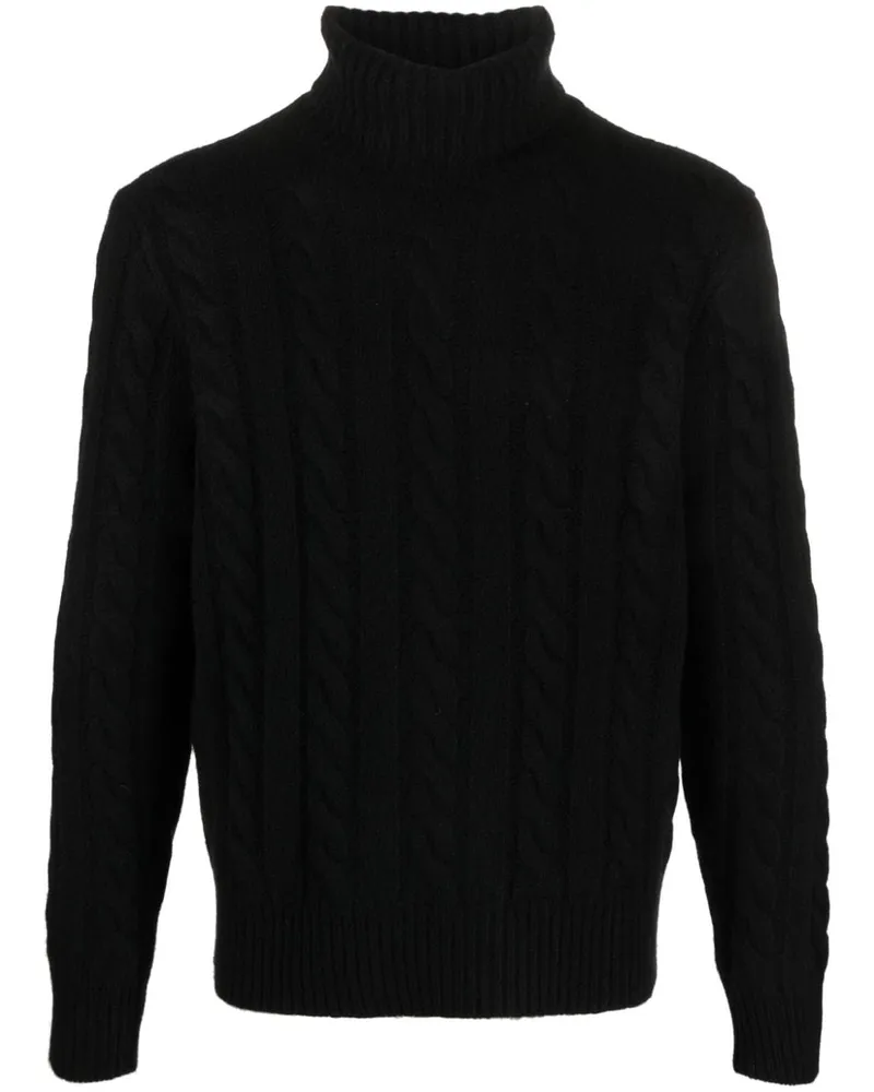 Ralph Lauren Rollkragenpullover mit Zopfmuster - Schwarz Schwarz