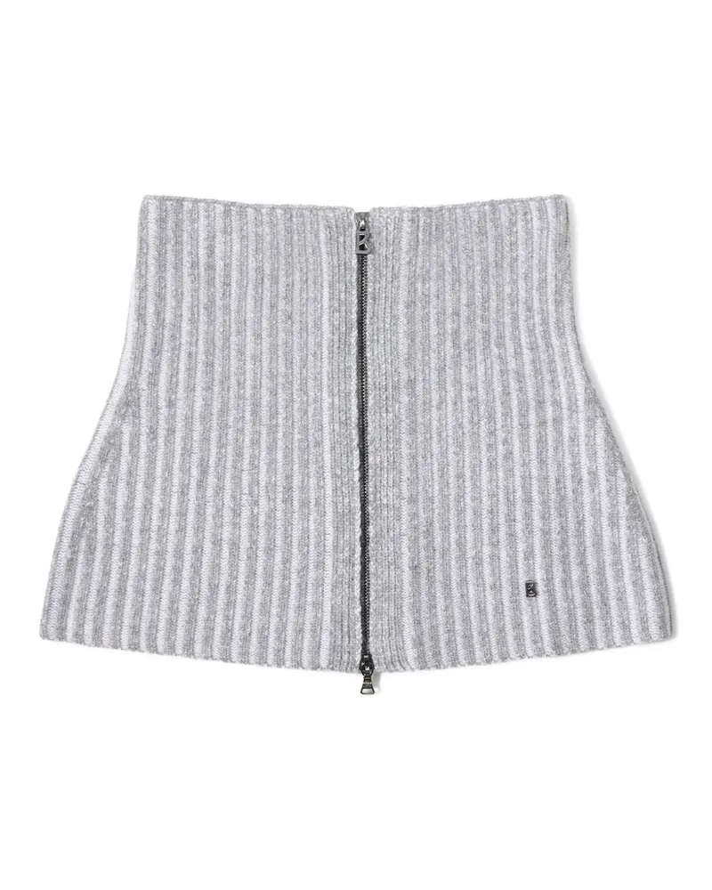 Bogner Merida virgin-wool ribbed-collar scarf - Grau Grau
