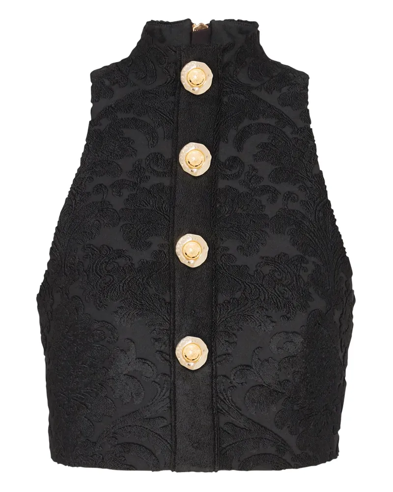 Balmain Geknöpftes Oberteil mit Barockmuster - Schwarz Schwarz