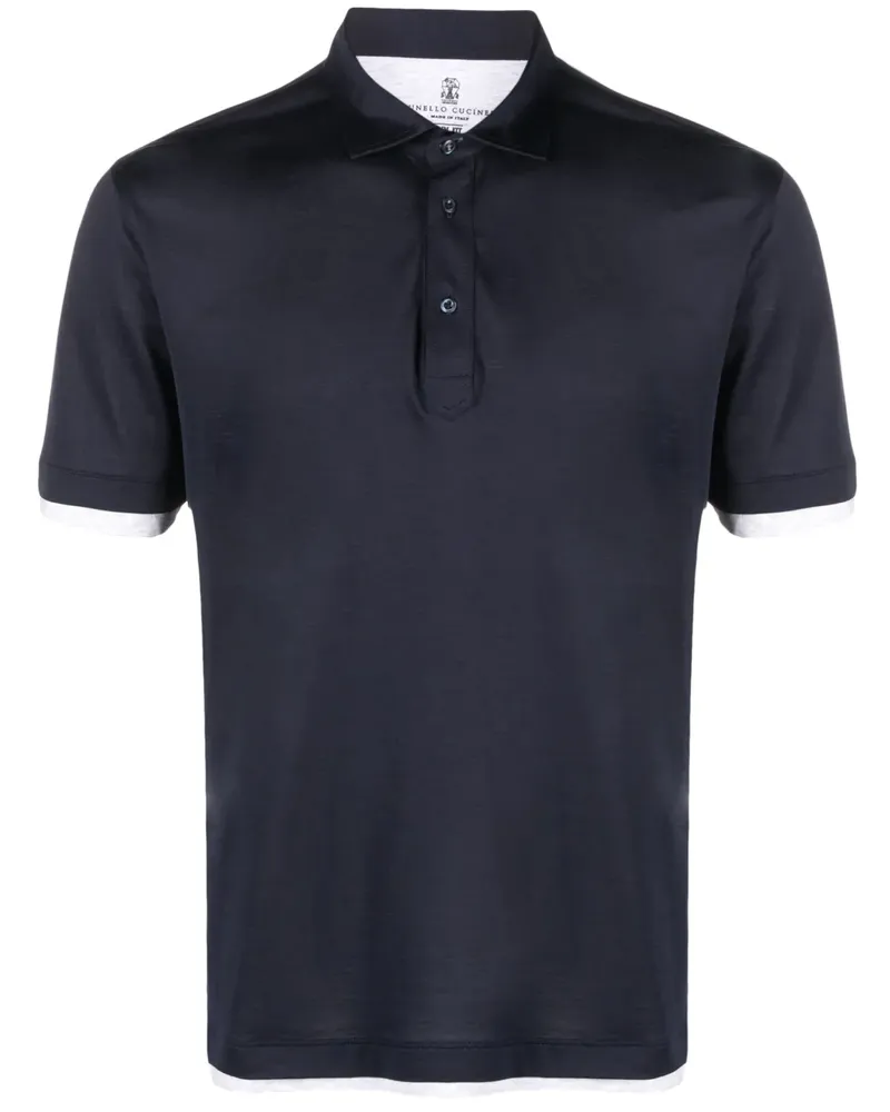 Brunello Cucinelli Poloshirt mit Kontrastdetail - Blau Blau