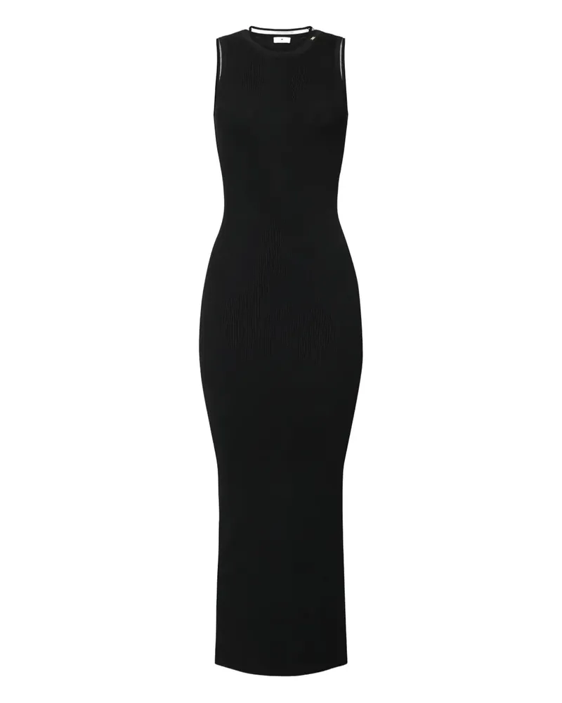 Elisabetta Franchi Geripptes Midikleid mit Logo - Schwarz Schwarz