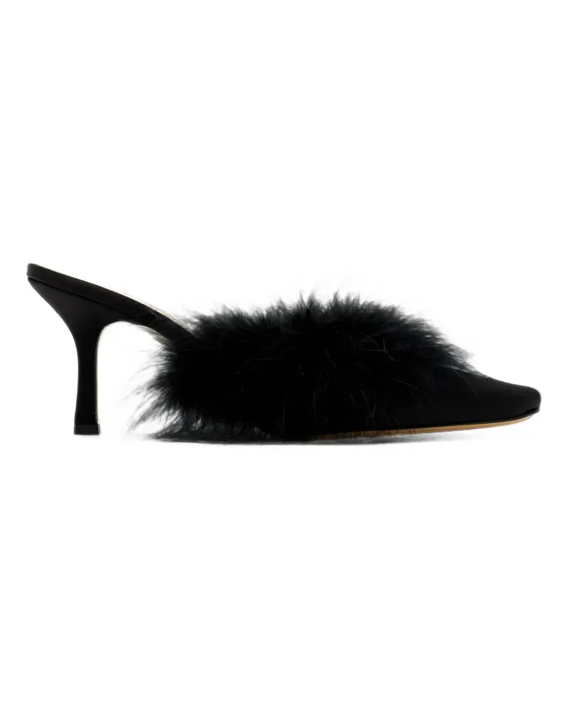 Mach & Mach Carolyn B feather-trim mules - Schwarz Schwarz