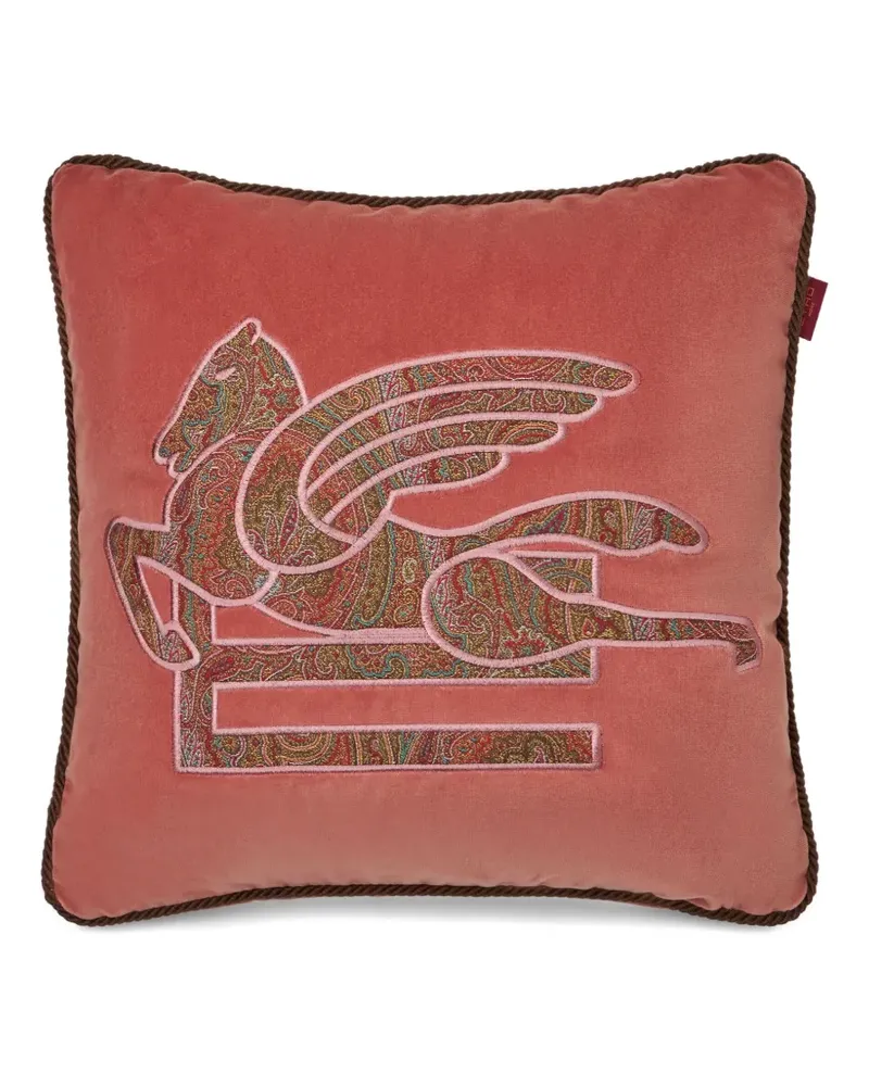 Etro Pegaso appliqué paisley cushion - Rosa Rosa