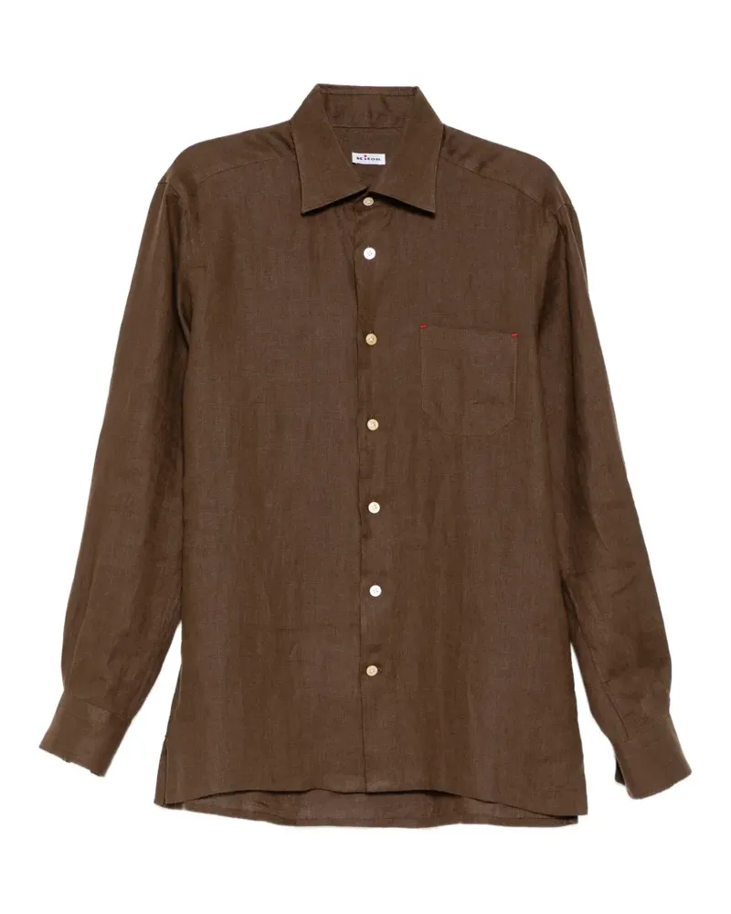 Kiton linen patch-pocket shirt - Braun Braun