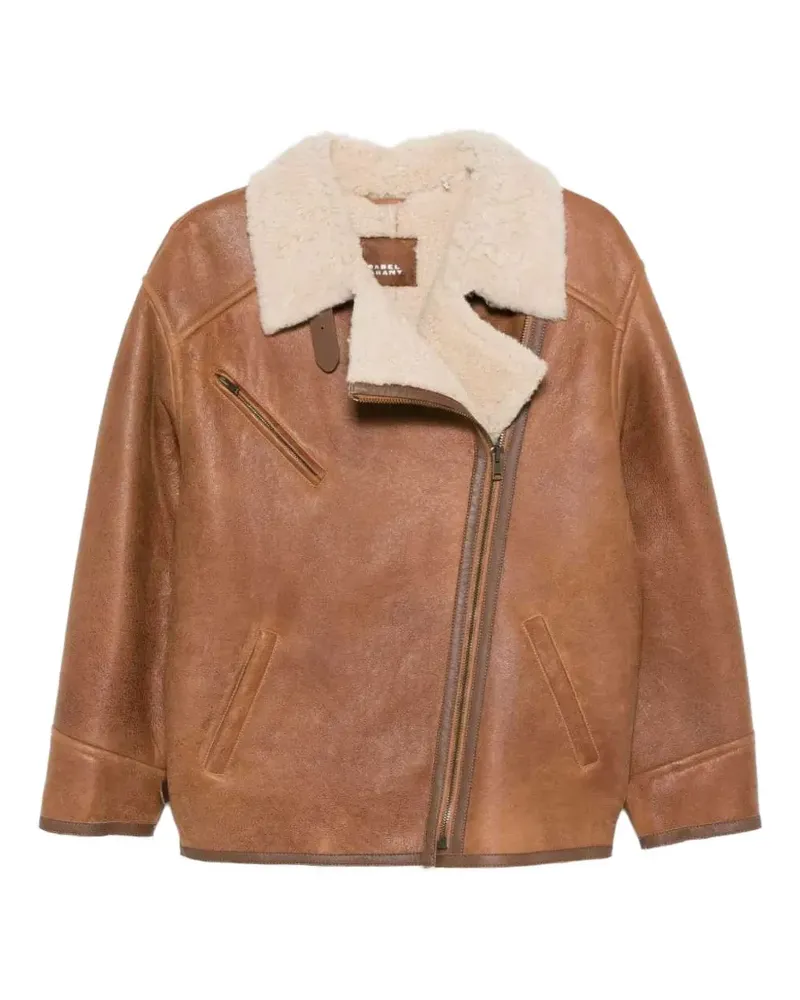 Isabel Marant Lederjacke mit Shearling-Kragen - Braun Braun
