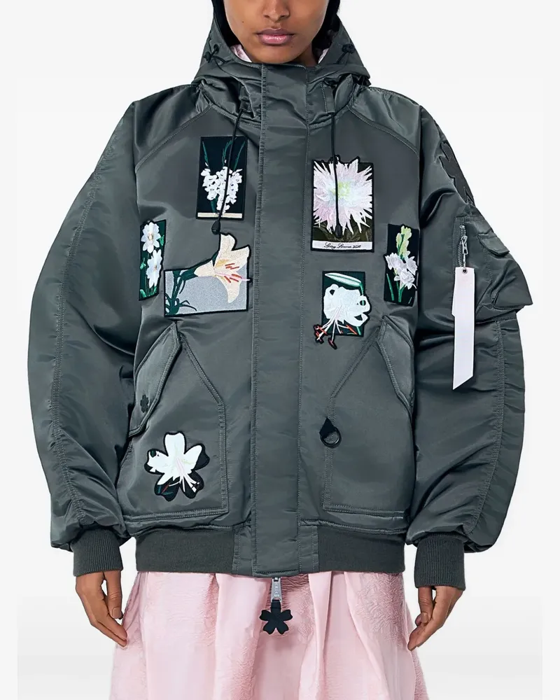 Cecilie Bahnsen x Alpha X CB N-2B Bomberjacke mit Blumenapplikation - Grün Grün