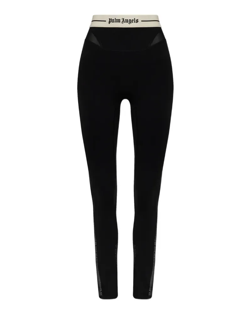 Palm Angels logo-waistband mesh-panel leggings - Schwarz Schwarz