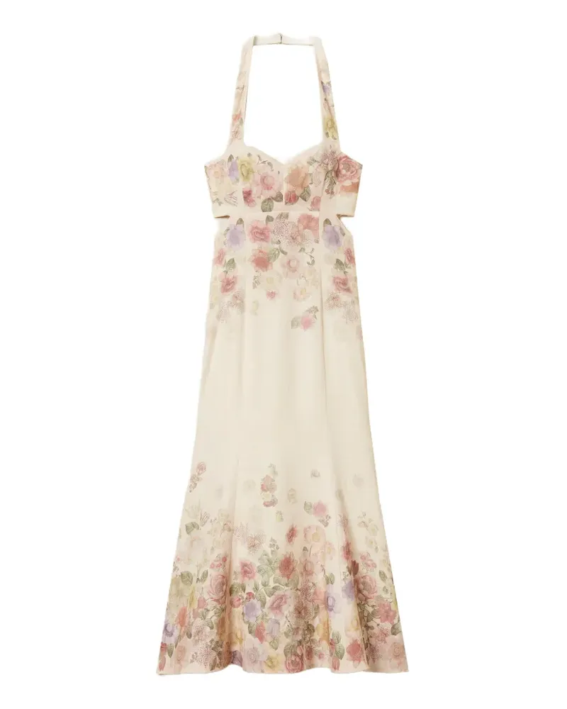 Twin-Set cut-out floral-print dress - Nude Nude