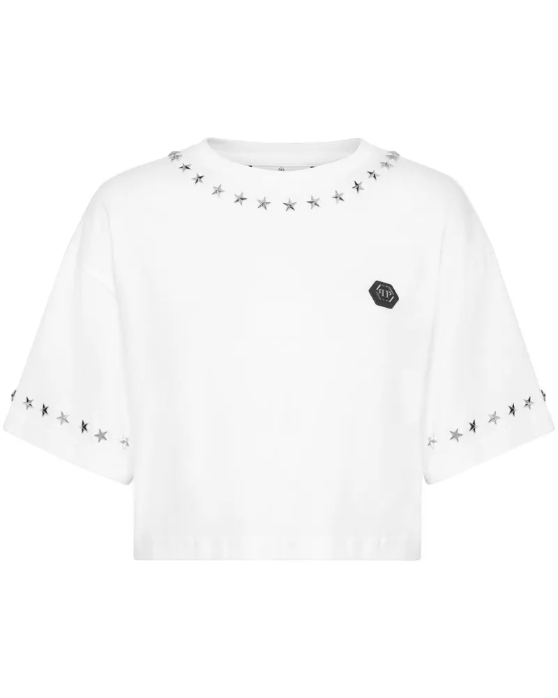 Philipp Plein Cropped-Top mit Sternnieten - Weiß Weiß