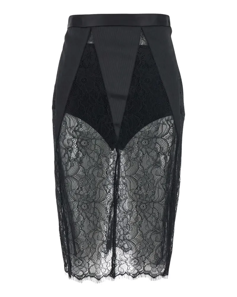 Elisabetta Franchi lace-panelled midi skirt - Schwarz Schwarz