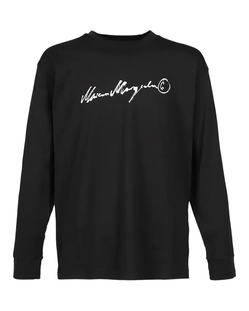 Maison Margiela Langarmshirt mit Logo-Print - Schwarz Schwarz