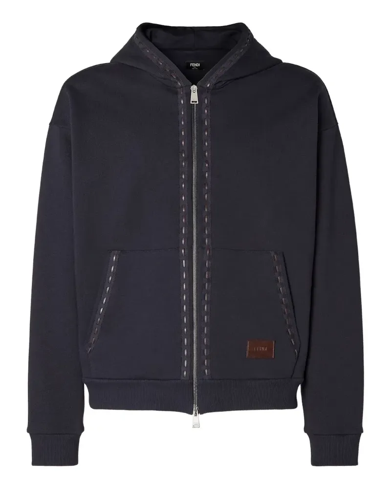 Fendi whipstitch-trim hoodie - Blau Blau