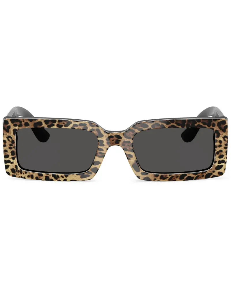 Dolce & Gabbana Leopard Sonnenbrille mit eckigem Gestell - Braun Braun