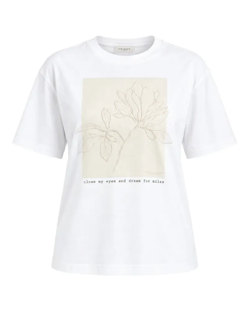 Twin-Set Regular T-shirt with print and embroidery - Weiß Weiß