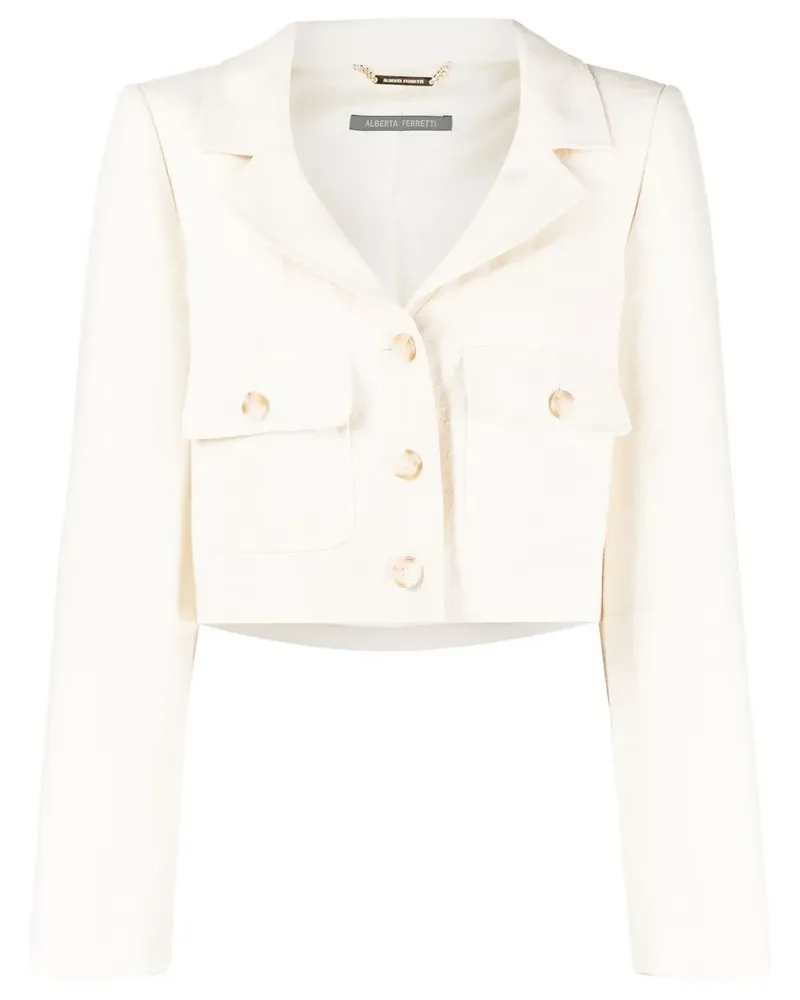 Alberta Ferretti Einreihiger Cropped-Blazer - Weiß Weiß