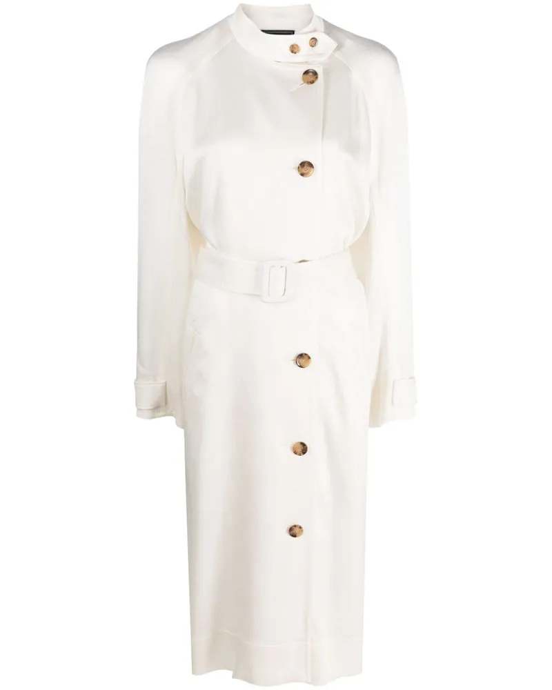 10 Corso Como Doppelreihiger Trenchcoat aus Satin - Weiß Weiß