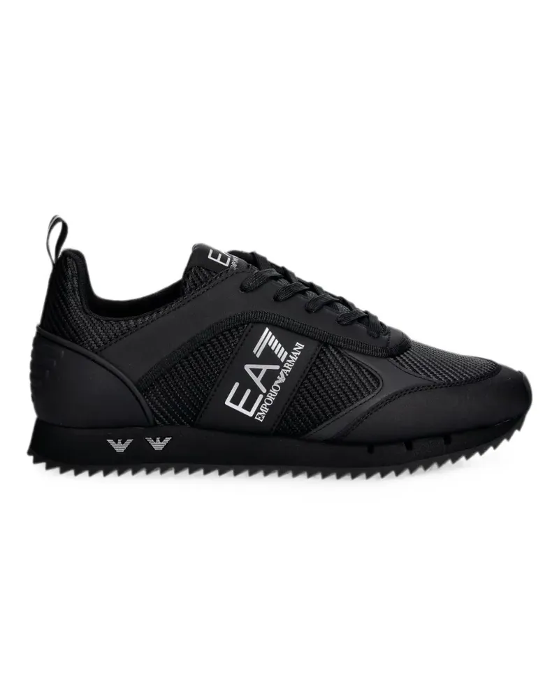 EA7 logo-print panelled sneakers - Schwarz Schwarz